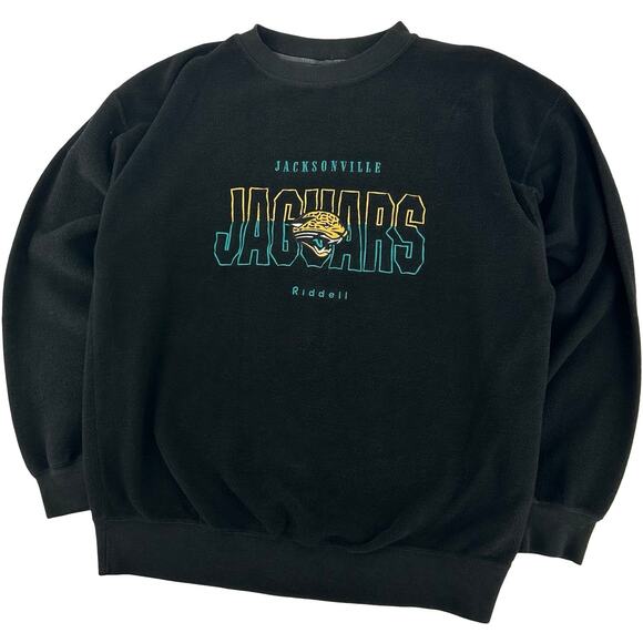Vintage 90s Mens Black Riddell NFL Jacksonville Jaguars Crewneck Sweatshirt Sz M